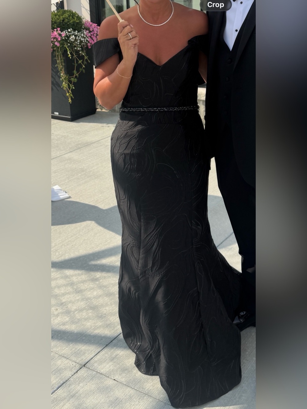 Off-Shoulder Black Evening Gown